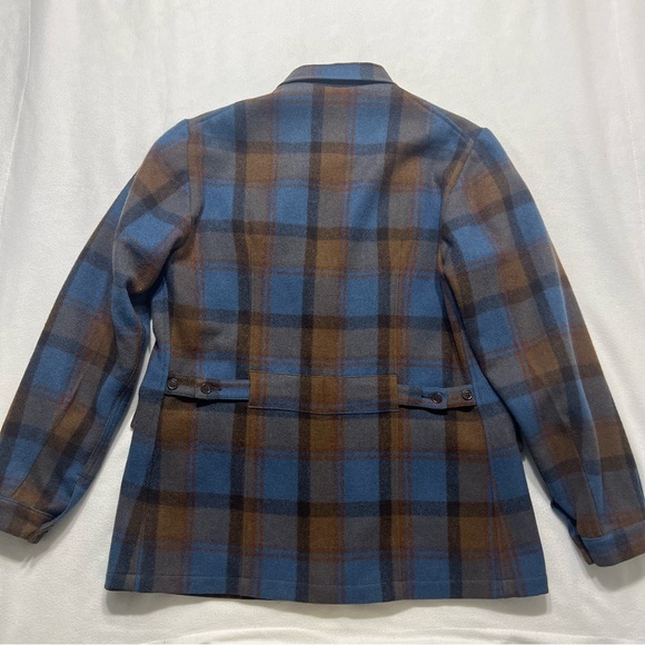 Swanndri vintage Medium wool Buffalo plaid coat men’s 1960s blue - Picture 8 of 10